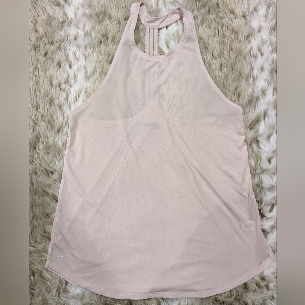 Athleta Pink Sheer Tback Tank top Power of She size Small